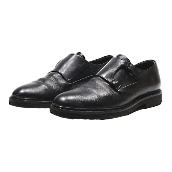 HUGO BOSS Monk Shoes Black Leather Mens UK 8 Sale