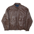 ST MICHAEL Mens Biker Jacket Brown Leather 2XL Online now