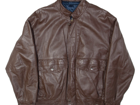 ST MICHAEL Mens Biker Jacket Brown Leather 2XL Online now