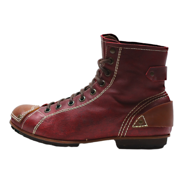 ARMAND BASI Lace-Up Boots Red Leather Mens UK 8 on Sale