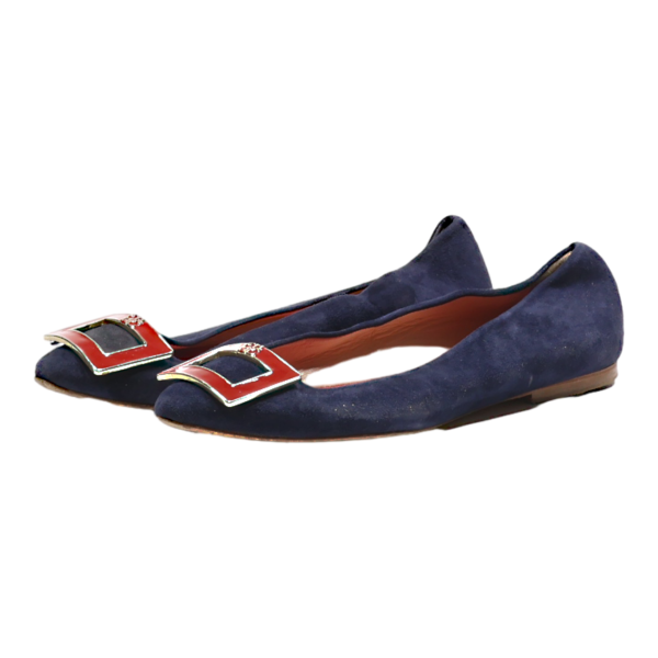 CAROLINA HERRERA Ballet Shoes Blue Suede Womens UK 4 Online Hot Sale