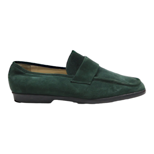 BALLY Loafer Shoes Green Suede Womens UK 3.5 Cheap