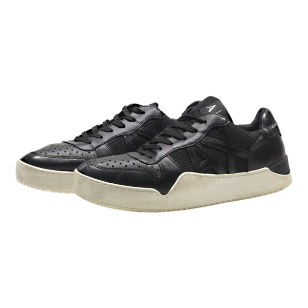 ARMANI EXCHANGE Platform Trainers Black Leather Mens UK 8 Supply