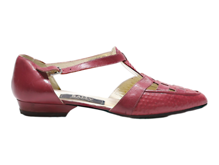 BALLY Strappy Heels Maroon Leather Womens UK 6.5 Online Hot Sale