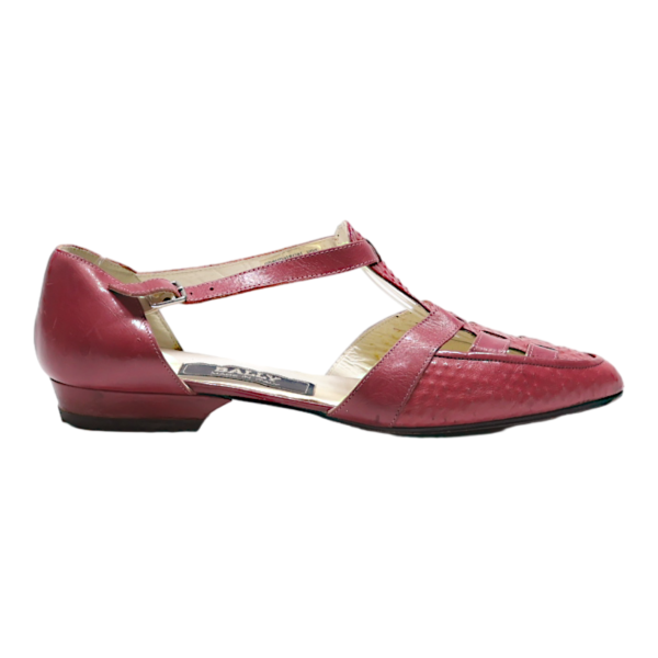 BALLY Strappy Heels Maroon Leather Womens UK 6.5 Online Hot Sale