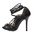 BUFFALO Strappy Heels Black Leather Womens UK 6.5 Online