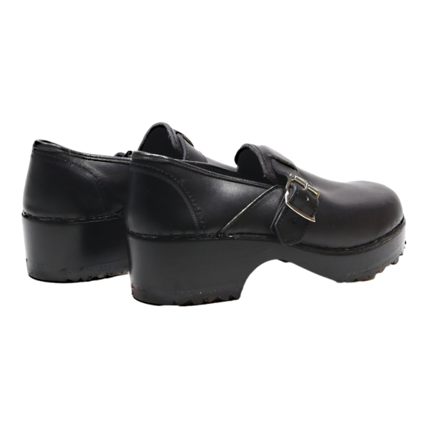 BIOS Heeled Clog Shoes Black Leather Womens UK 8 Online now