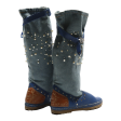 High Boots Blue Denim Womens UK 4.5 on Sale