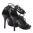 BUFFALO Strappy Heels Black Leather Womens UK 6.5 Online