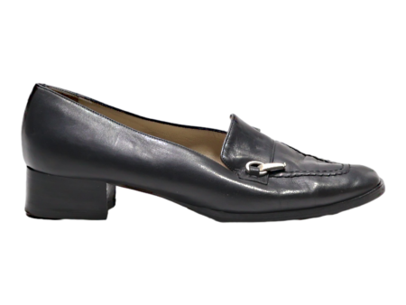 BALLY Heeled Loafer Shoes Black Leather Womens UK 5.5 Online