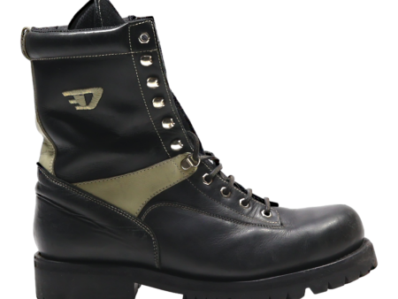 Combat Boots Black Leather Mens UK 9.5 For Discount