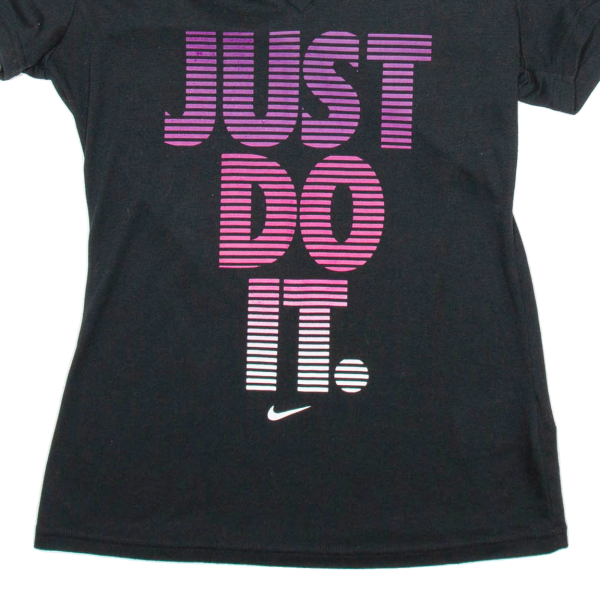 NIKE SLIM FIT Womens T-Shirt Black V-Neck M For Discount