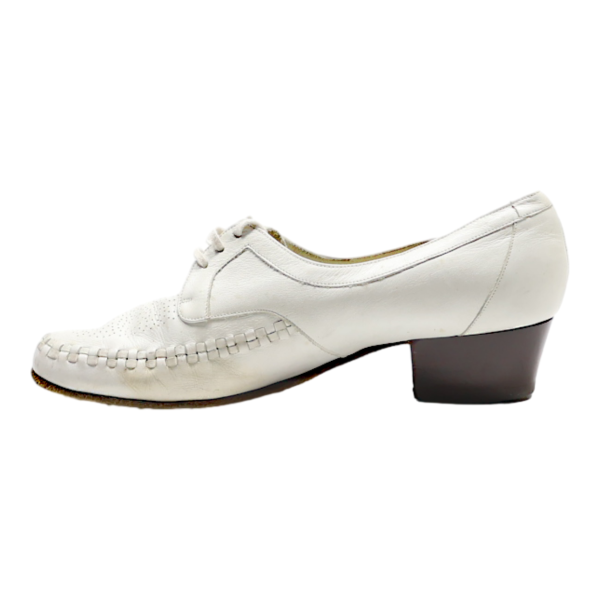 BALLY Heeled Derby Shoes White Leather Womens UK 4.5 For Cheap