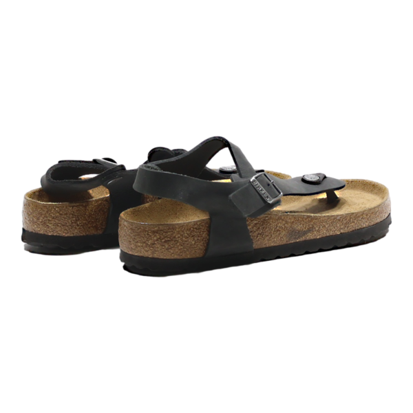 BIRKENSTOCK Flip Flop Sandals Black Leather Womens UK 5 Supply