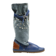 High Boots Blue Denim Womens UK 4.5 on Sale