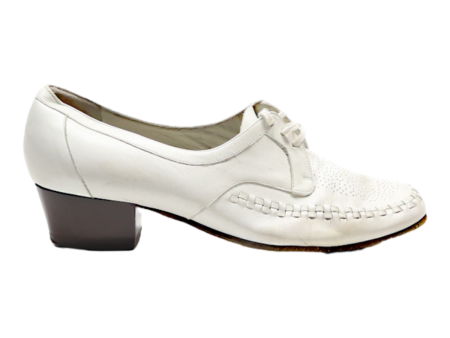 BALLY Heeled Derby Shoes White Leather Womens UK 4.5 For Cheap