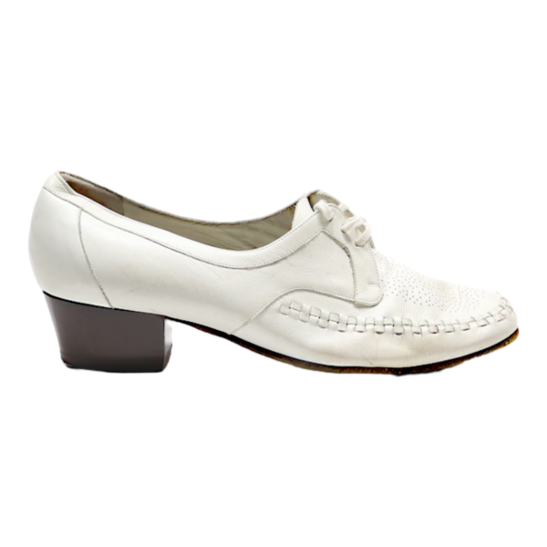 BALLY Heeled Derby Shoes White Leather Womens UK 4.5 For Cheap