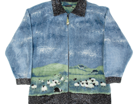 RADISH COUNTRYWEAR Sheep Womens Fleece Jacket Blue L on Sale