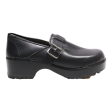 BIOS Heeled Clog Shoes Black Leather Womens UK 8 Online now