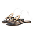 HERMES Flip Flop Sandals Black Leather Womens UK 7 Online Sale