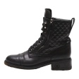 CHANEL Lace-Up Boots Black Leather Womens UK 5.5 Fashion