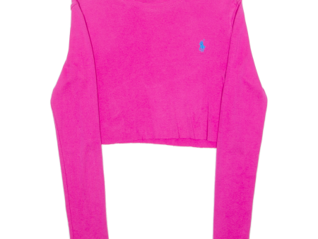 POLO RALPH LAUREN Cropped Womens T-Shirt Pink Long Sleeve S For Cheap