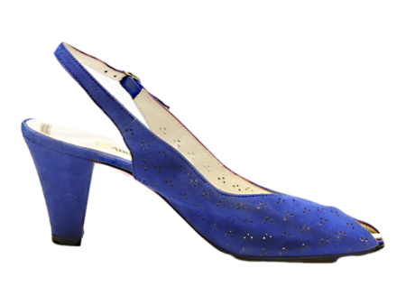 ADAMELLO Slingback Heels Blue Leather Womens UK 6 Online now