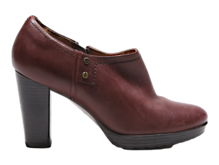 CLARKS Ankle Boots Maroon Leather Womens UK 5 For Discount