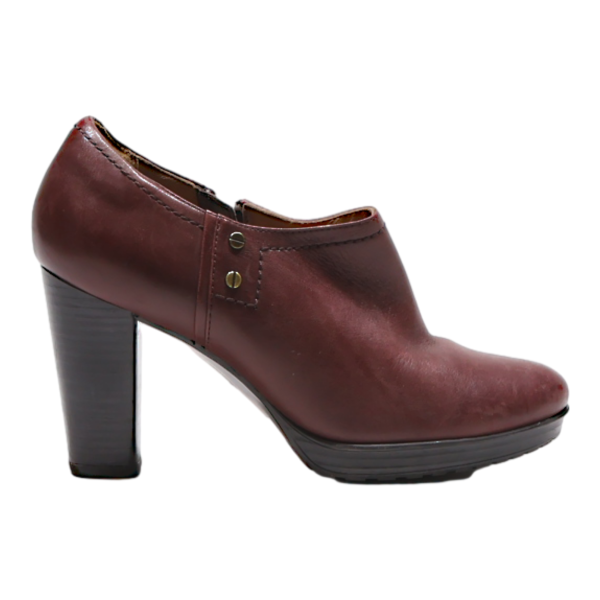 CLARKS Ankle Boots Maroon Leather Womens UK 5 For Discount