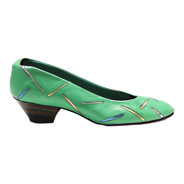 AROLA Court Heels Green Leather Womens UK 4 Sale