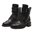 CHANEL Lace-Up Boots Black Leather Womens UK 5.5 Fashion