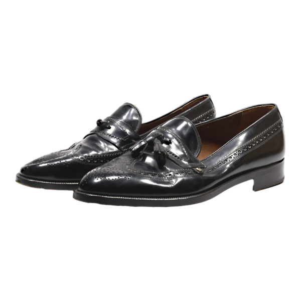 ETIENNE AIGNER Loafer Shoes Black Leather Mens UK 9 Online Sale