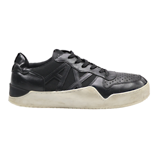 ARMANI EXCHANGE Platform Trainers Black Leather Mens UK 8 Supply