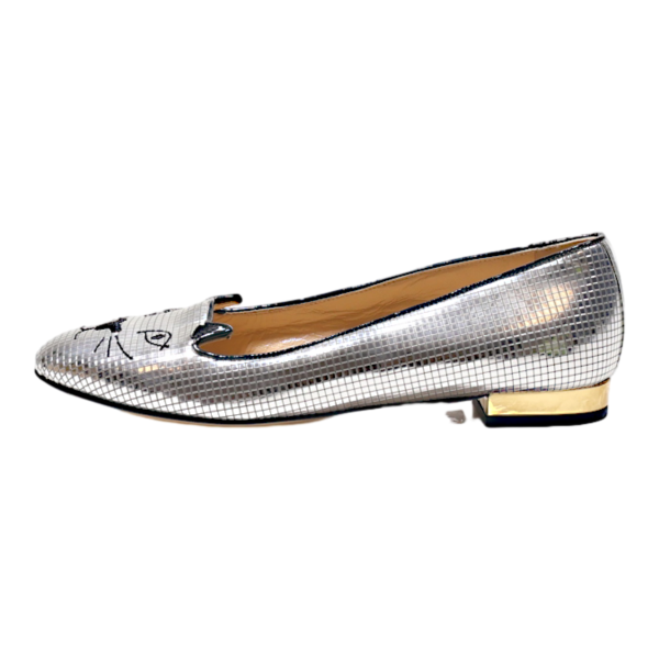 CHARLOTTE OLYMPIA Ballet Shoes Grey Leather Womens UK 4.5 Sale