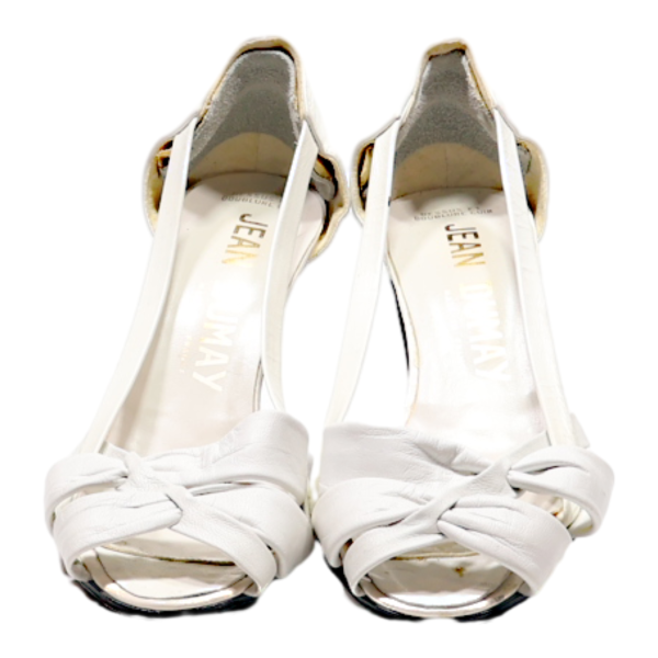 JEAN DUMAY Peep Toe Heels White Leather Womens UK 3.5 Discount