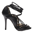 BUFFALO Strappy Heels Black Leather Womens UK 6.5 Online