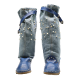 High Boots Blue Denim Womens UK 4.5 on Sale