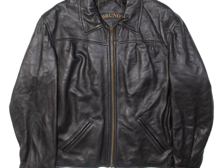 BRUNO S Mens Biker Jacket Black Leather S Sale