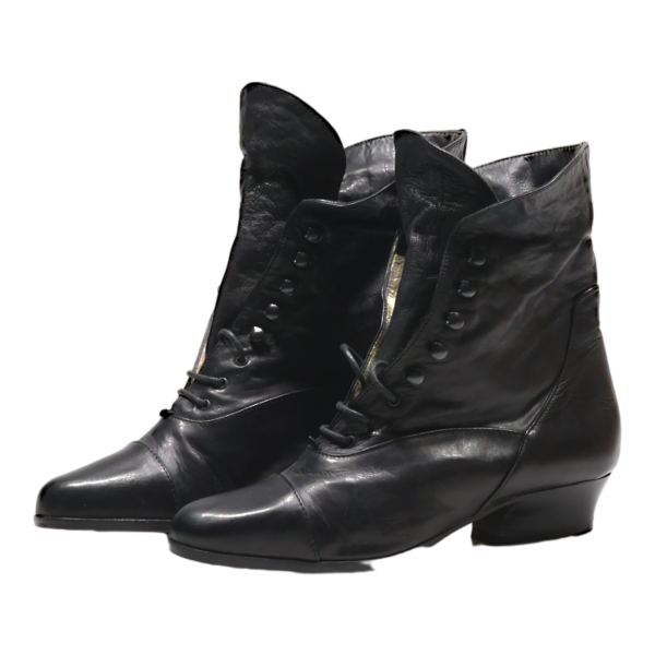 EVERYBODY Heeled Lace-Up Boots Black Leather Womens UK 2 on Sale