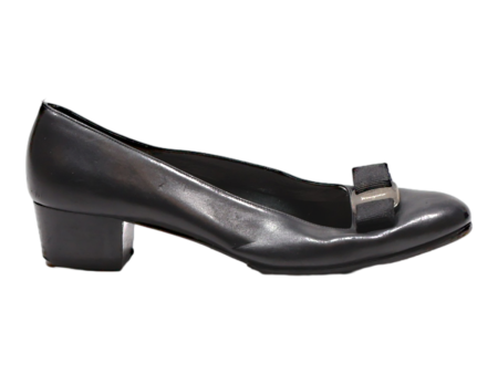 FERRAGAMO Pump Heels Black Leather Womens UK 8 Fashion