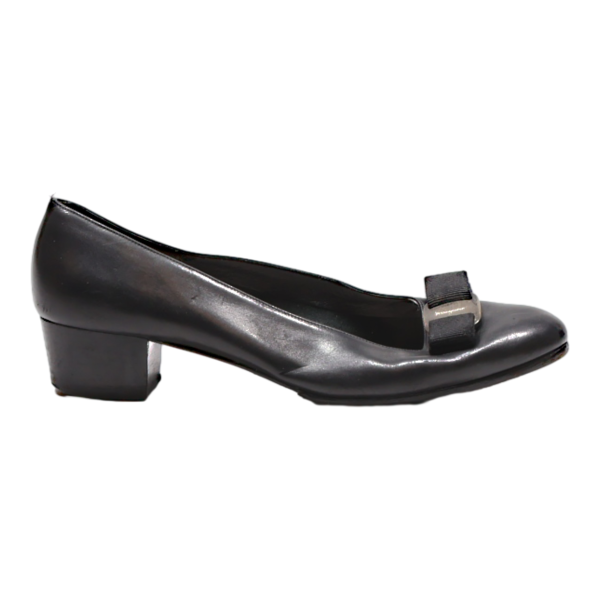 FERRAGAMO Pump Heels Black Leather Womens UK 8 Fashion