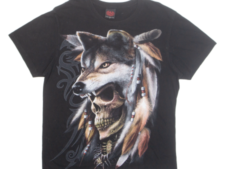 SPIRAL Wolf Skull Mens T-Shirt Black M For Sale