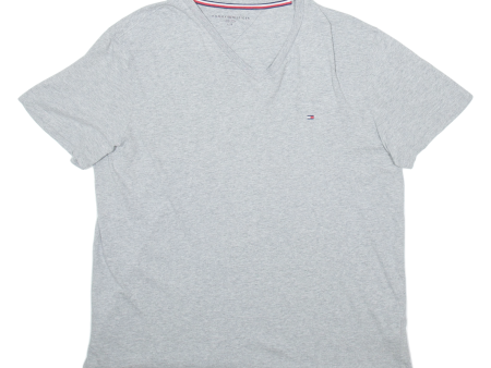 TOMMY HILFIGER Mens T-Shirt Grey V-Neck L Online now