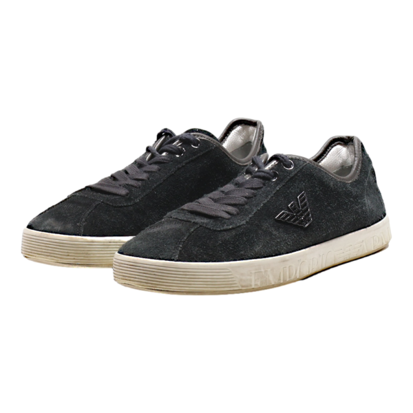 EMPORIO ARMANI Low Top Trainers Black Synthetic Mens UK 7.5 Sale