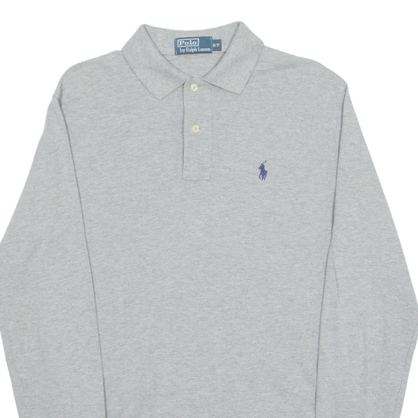 POLO RALPH LAUREN Mens Polo Shirt Grey Long Sleeve S Fashion