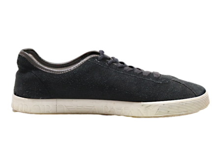 EMPORIO ARMANI Low Top Trainers Black Synthetic Mens UK 7.5 Sale