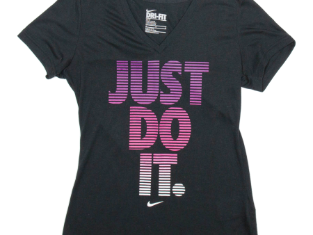 NIKE SLIM FIT Womens T-Shirt Black V-Neck M For Discount