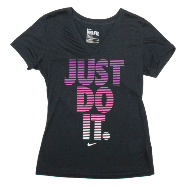 NIKE SLIM FIT Womens T-Shirt Black V-Neck M For Discount