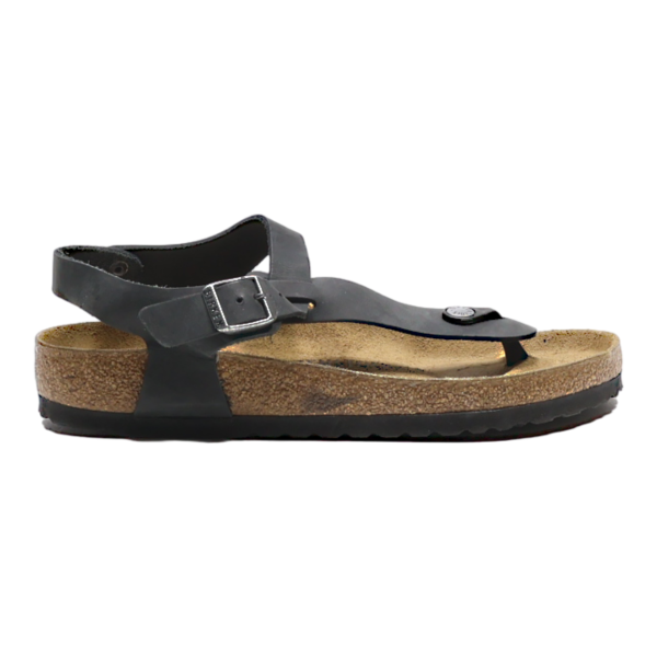 BIRKENSTOCK Flip Flop Sandals Black Leather Womens UK 5 Supply