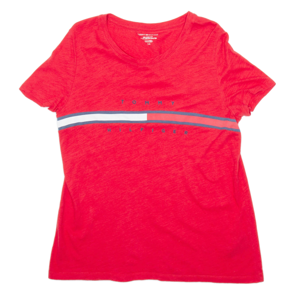 TOMMY HILFIGER Relaxed Fit Womens T-Shirt Red L Online now